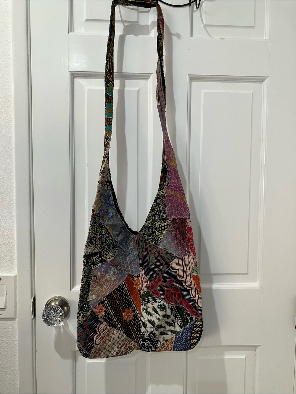 Boho Style Multicolor Patchwork Crossbody Bag / Tote - Picture 3 of 4